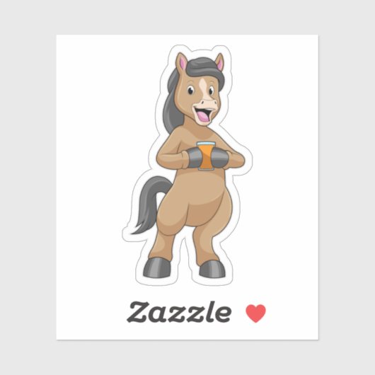 Paarden met Mok van Oranje sap Sticker (Vel)