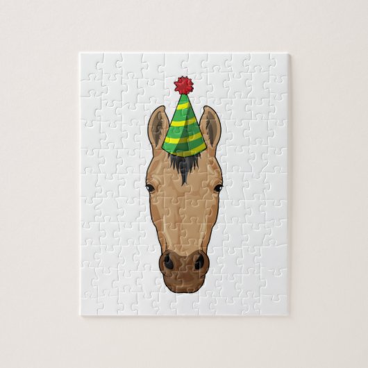 Paarden met pet van een partij legpuzzel (Verticaal)