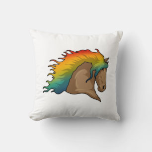 Paarden met regenboogstoelen kussen