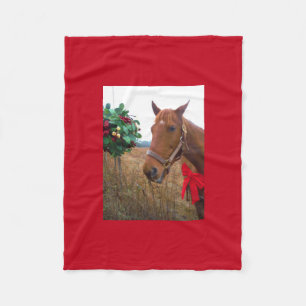 Paarden met rode boe Mistletoe Fleece Deken