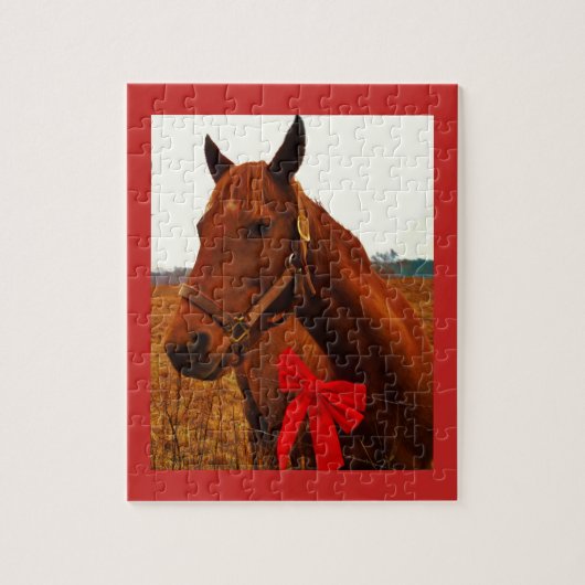 Paarden met rode poot legpuzzel (Verticaal)
