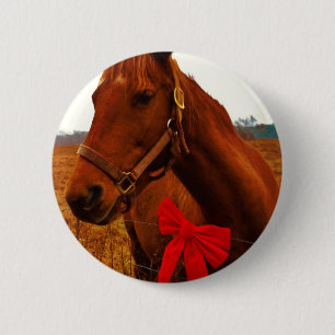 Paarden met rode poot ronde button 5,7 cm