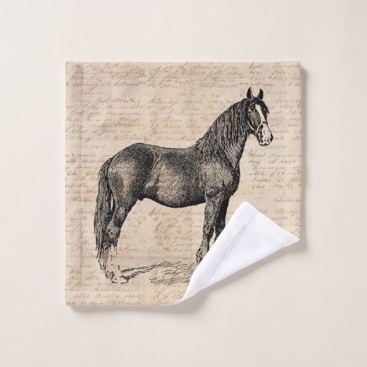 Paarden met Script Paper Washandje (Wasdoekje)