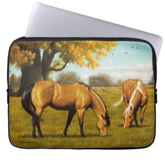 Paarden met valkleuren laptop neopreen cover laptop sleeve