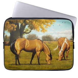 Paarden met valkleuren laptop neopreen cover sleeve