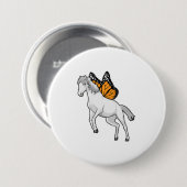 Paarden met vlinder ronde button 7,6 cm (Voorkant /achterkant)