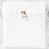 Paarden met vlinder vierkante sticker (Tas)