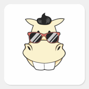 Paarden met zonnebril vierkante sticker