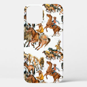 Paarden naadloos lopen. Amerikaanse cowboy. iPhone 12 Hoesje
