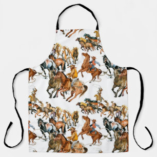 Paarden naadloos lopen. Amerikaanse cowboy. Schort