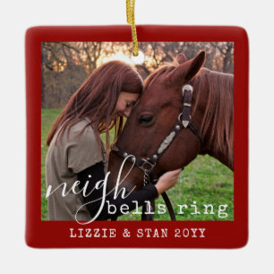 Paarden Neigh Bells Ring Persoonlijke foto Keramisch Ornament