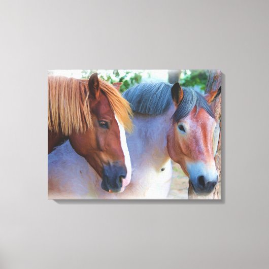 Paarden Olieverfschilderij Canvas Afdruk (Voorkant)