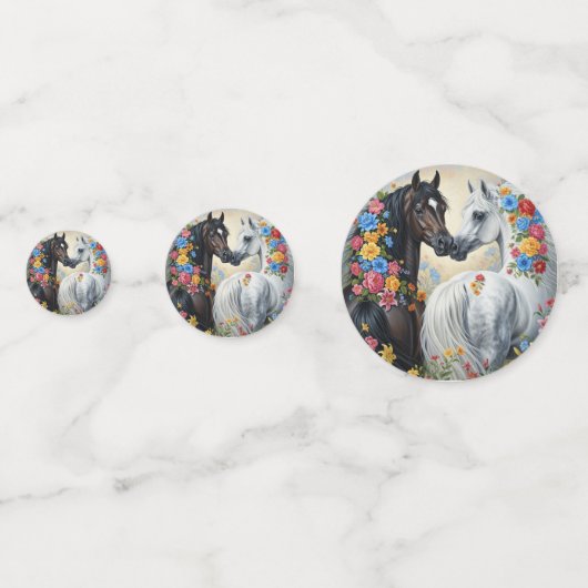 Paarden omlijst met bloemen  confetti (Voorkanten)