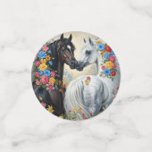 Paarden omlijst met bloemen  confetti (Kleine voorkant)
