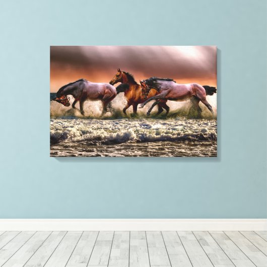 Paarden omwikkeld canvas (Insitu (Houten vloer))