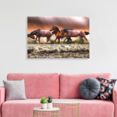 Paarden omwikkeld canvas afdruk (Insitu (Woonkamer))
