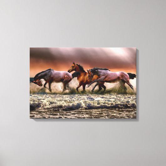 Paarden omwikkeld canvas afdruk (Voorkant)