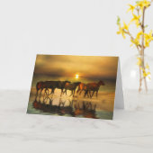 Paarden op de strand Hallo Kaart (Gele Bloem)