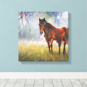 Paarden op het gras canvas afdruk (Insitu (Houten vloer))