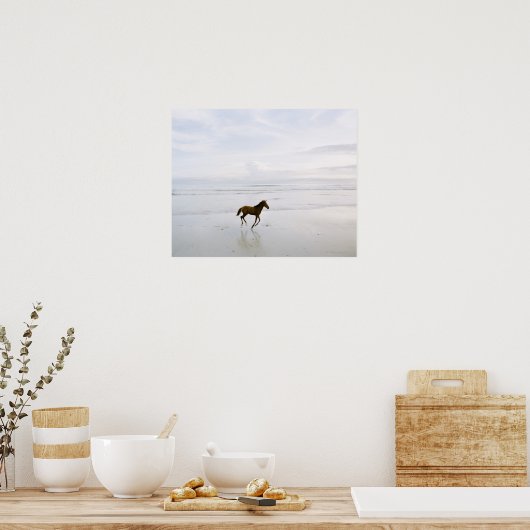 Paarden op het strand poster (Keuken)
