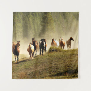 paarden op Montana ranch Wandkleed