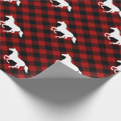 Paarden op rode buffelstaarten cadeaupapier (Hoek)