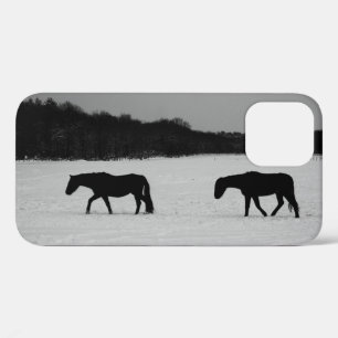 Paarden op sneeuw iPhone 12 hoesje