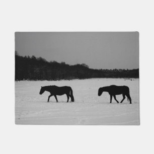 Paarden op sneeuw in dmcn deurmat