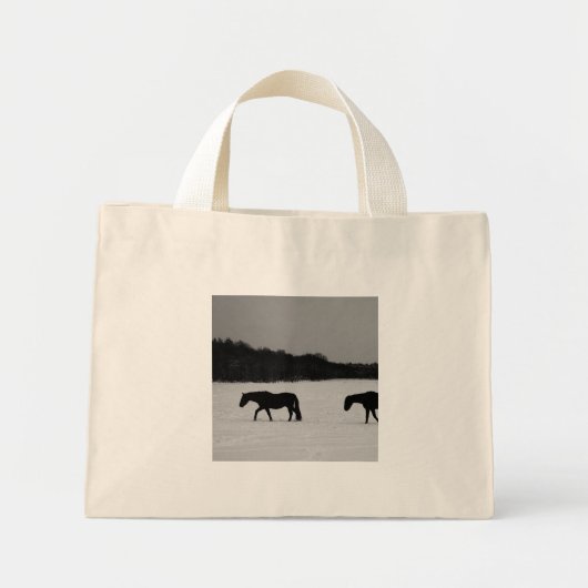Paarden op sneeuw tcnm mini tote bag (Voorkant)