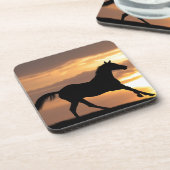 Paarden op zonsondergang bier onderzetter (Linkerzijde)