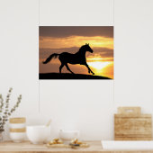 Paarden op zonsondergang poster (Keuken)