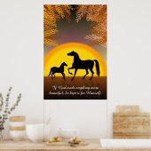 Paarden op zonsondergang poster (Keuken)