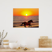 Paarden op zonsondergang poster (Keuken)