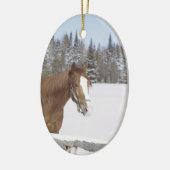 Paarden overs vakantieverval keramisch ornament (Links)