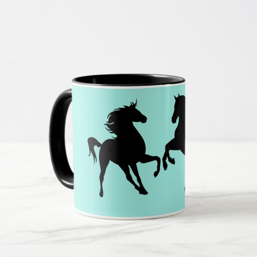 Paarden Paar Koffie Mok Custom Kleur (Voorkant links)