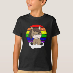Paarden Pony Regenboog Glitter Kawaii Paarden Kleu T-shirt