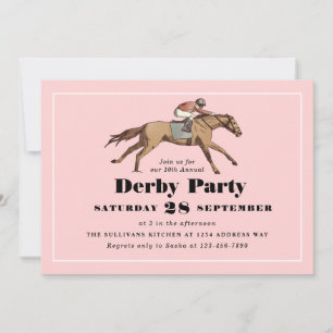 Paarden Racing Birthday Derby Party Pink Kaart