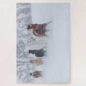 Paarden rennen door de sneeuw legpuzzel (Verticaal)