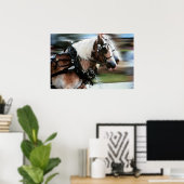 Paarden rennen paard getrokken koets poster foto (Thuiskantoor)