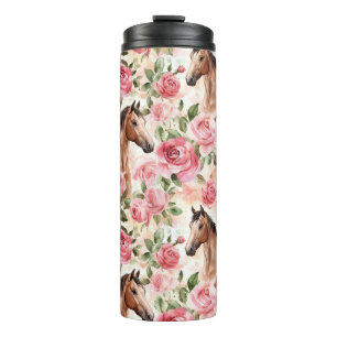 Paarden Rozen Bloemen Thermosbeker