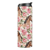 Paarden  Rozen Bloemen Thermosbeker (Gedraaid links)