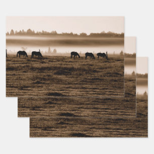 Paarden Rustic Sepia Texture Decoupage Inpakpapier Vel