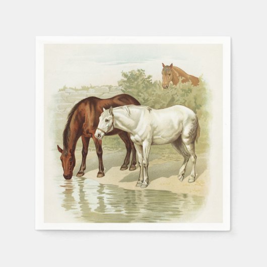  paarden schattig elk doel-feestluiers servet (Voorkant)