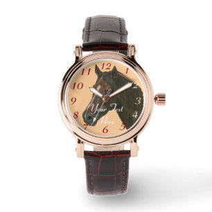 paarden schilderij van kastanje merrie paard horloge