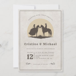 paarden silhouet Cowboy bruiloft Kaart