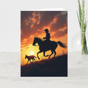Paarden Silhouet Vaderdag Kaart