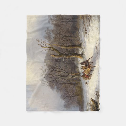 Paarden Sleigh Ride Forest Winter Fleece Blanket Deken (Voorkant)