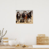 Paarden stromend veld poster (Keuken)