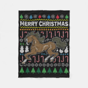 Paarden Ugly kerstSweater Wildlife Series Fleece Deken