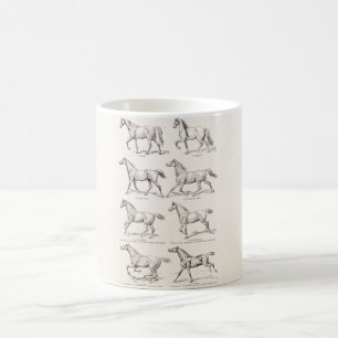 paarden uit de jaren 1800, die geïllustreerd zij koffiemok